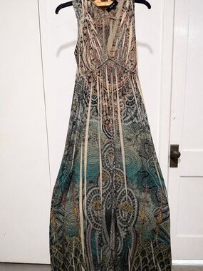 Style & Co. Paisley Maxi Dress in Teal and Cream